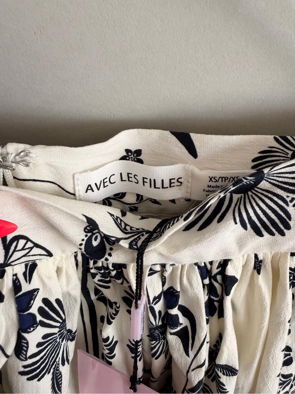 AVEC LES FILLES Botanical Print Smock Waist Midi Skirt - Picture 6 of 8